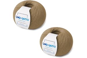 KALAPANTA Ovillos, 100% Pura Lana Virgen Merino Extrafina de Lana Gatto, Made in Italy. Línea Super Soft, 100 g. 250 mt, (Camello, 2)