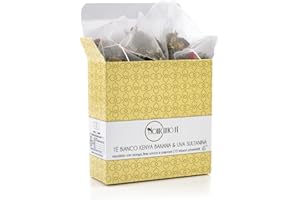 NOVECENTO TE' Novecento Tè | Tè Bianco Kenya Banana & Uva Sultanina - 10 Filtri (25 Gr) | Tè Bianco Aroma Mango, Cocco, Papaya | Miscela Tè Bianco & Aromi | Tè Tascabile
