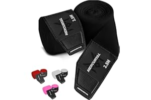 MERCURYAL Bandages de boxe 2,5 m pour protéger la main - Bandages de boxe - Gants de boxe - Hand Wraps Muay Thai MMA Kick Boxing Arts Martiaux - Bandages pour femmes et hommes (2,5 m, noir)