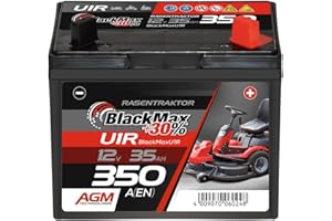 BlackMax Rasentraktor Batterie 12V 35Ah 350A (Pluspol rechts) - U1R-9 +30% Starterbatterie (12 Volt) für Aufsitzmäher und Rasenmäher-Traktoren - wartungsfrei & wiederaufladbar