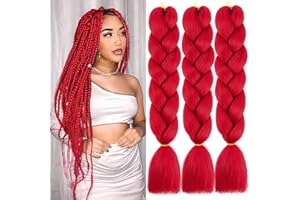 PORSMEER Rojo dorado Extensiones de cabello pelucas accesorios Trenzado de cabello Jumbo trenza para trenzas de torsión,3 Pack 24" Kanekalon de fibra sintética para mujeres o niños