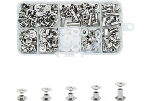 CANGCANG 100 Juego de tornillos Chicago, 4/6/8/10/12mm remaches para cuero kit,metal tornillo clavo remache botón Chicago para cinturón de cuero,libro de recortes,encuadernación