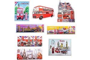 SHOPEWEBB Set of 8 London England UK Famous Icons Acrylic Foil Fridge Magnets