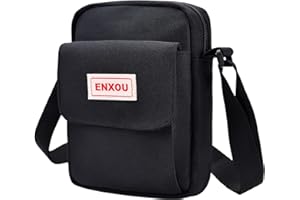 ENXOU Waterproof One Shoulder Bag Messenger Bag Side Bag Crossbody Bag for Working Shopping School Fishing Camping Hiking for Men Women Boys Girls Black