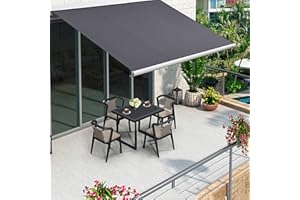 GLFNB Patio Awning Canopy, Outdoor Manual Retractable Sunshade, Wall-Mounted Window Door Shelter Pergola, Waterproof & UV Resistant & Heat Resistant, for Commercial/Home,3x2.5m