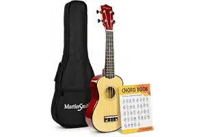 Martin Smith UK-212-A - Ukelele soprano | Ukelele soprano de 4 cuerdas con funda y libro de acordes para niños, adultos y principiantes, casa y colegio