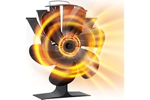 DZKKIUR Ventilador para Estufa de Leña 6 Aspas Ventilador Chimenea Sin Electricidad Alimentado por Calor Operación Silenciosa para Estufas de Leña Gas Troncos Chimenea Negro