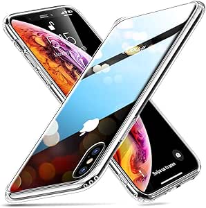 Esr Coque Compatible Avec Iphone Xs Max Silicone Coque Transparente Avec Revetement Arriere En Verre Trempe Bords Couvrants En Silicone Tpu Souple Compatible Avec Xs Max 18 6 5 Pouces Crystal Amazon Fr High Tech