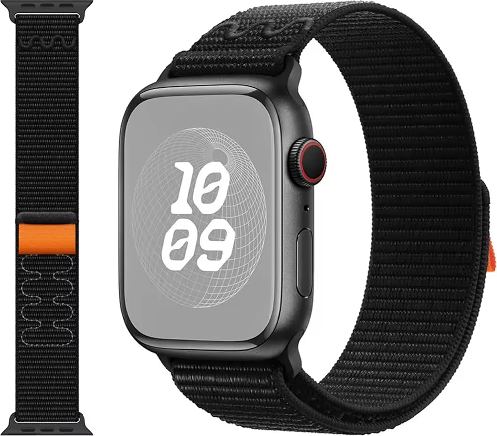 EWEC Apple Watch Uyumlu Nylon Loop Kumaş Kordon - 49mm/46mm/45mm/44mm/42mm/41mm/40mm/38mm Uyumlu - Apple Watch SE & Ultra 3/2/1 & Series 11-1