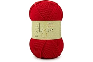 Ganga Acrowools Acrylic Desire Hand Knitting and Crochet Yarn. Pack of 1 Ball - 100Gms. Shade No - Dsr006, Red