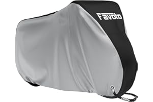 Favoto Funda para Bicicleta Exterior, 210D Oxford Cubierta Protector Impermeable al Aire Libre contra Lluvia UV Polvo Nieve para Bicicleta Montaña Carretera, 200x70x110cm Negro+Plata