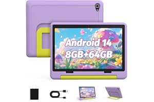 Yicty Children's Tablet, Upgraded Android 14 Tablet, 10 Inch for Children with Protective Case, Octa-Core, 8 + 64 GB 1TF Card Expandable, Dual Camera, Child Lock, Great Gift for Toddlers
