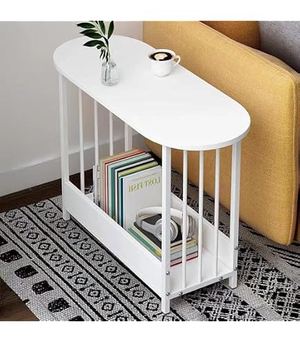 FORAOFUR Small White Side Table - Modern Accent Table With Wood Legs For Living Room, Bedroom - View #5