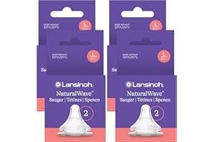 Lansinoh NaturalWave Sauger, Gr. L - schneller Milchfluss, 8 Stück (4er Pack)