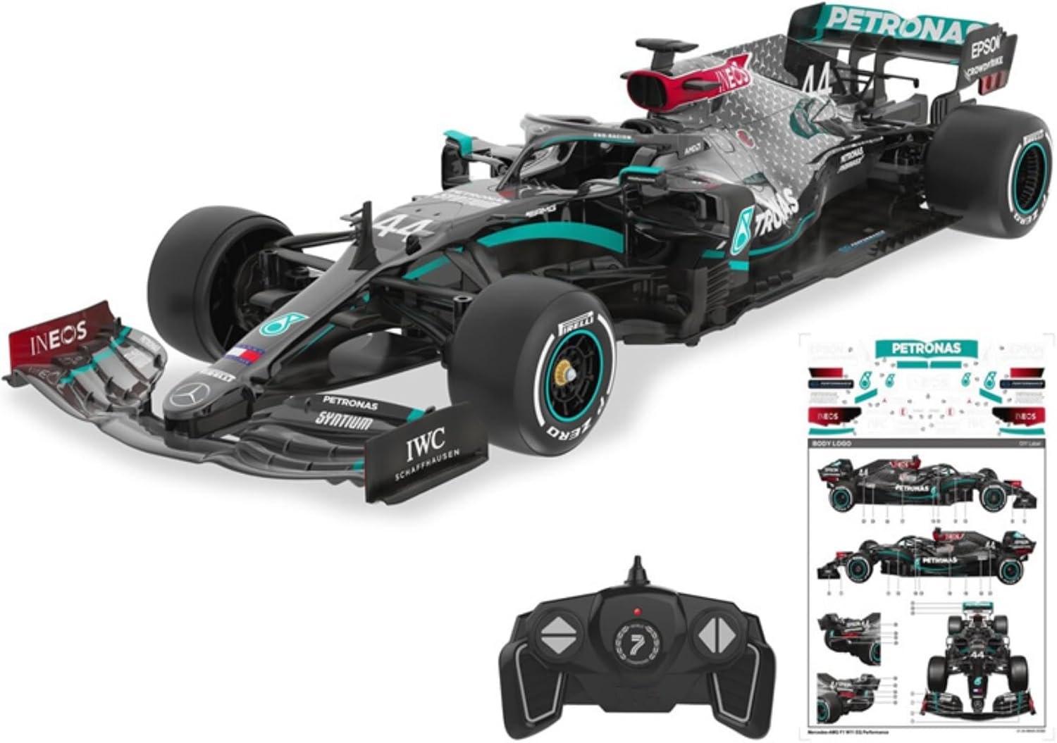 Mercedes F1 Coche teledirigido AMG F1 W11 EQ (Escala 1:18) Coche teledirigido de 2,4 GHz con Licencia Oficial Benz de Carreras Modelo de Juguete Pilotos - Lewis Hamilton + George Russell Conducen
