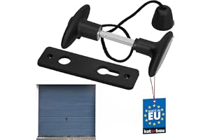 KOTARBAU® garageportshandtag, 60 mm avstånd, draghandtag för | Ytterhandtag + innerhandtag för garageportar, med skylt 40 x 145 mm och fyrkantig, med repklocka och monteringssats, plast