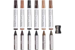 SEISSO Kit de réparation pour bois, 6 couleurs, marqueurs de réparation de meubles avec taille-crayon, kit de réparation pour petits trous ou rayures dans les meubles en bois