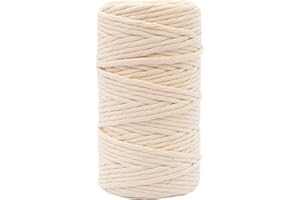Vaessen Creative Corde Macramé - Naturel - 4 mm x 100 m - 100% Coton - Beige - Fil pour Bracelets Brésiliens, Suspension pour Plantes, Crochet, Rideaux, Attrape-Rêve et Décorations