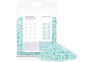 BUCATSTATE Litière en Papier 1KG, Super Absorbante sans Poussière avec Contrôle des Odeurs, Hamsters Accessoire de Cage pour Petit Animal, Rongeurs, Cochon d’Inde