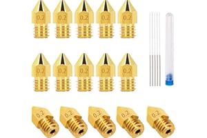 LUTER 15PCS 0.2mm 3D Printer Nozzles Extruder Nozzles for MK8 + 5 PCS 0.15mm Stainless Steel Nozzle Cleaning Needles for Makerbot Creality CR-10