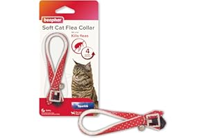 PET BAZAAR Beaphar Cat Flea Collars - Sparkle - 3 Pack | Red Colour - Colours May Vary Red/Black/Blue | Kitten Flea Collars 12 Months Flea Protection |Adjustable & Safe Cat Flea Collar Solution