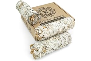 MUT22 3 Salvia Bianca Californiana 100% Naturale - Mazzi da Bruciare per Purificazione Spirituale, Armonia e Rituali Energetici - Raccolta a Mano, Aroma Sacro per Casa e Meditazione