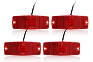 Qiping 4 Pcs Feux de Gabarit LED pour Remorque 12V 24V Feux de Position Latéraux Camion avec Réflecteur, Homologué E-Mark, Imperméable, Incluses 8 Vis Montage, Tapis éponge - Rouge