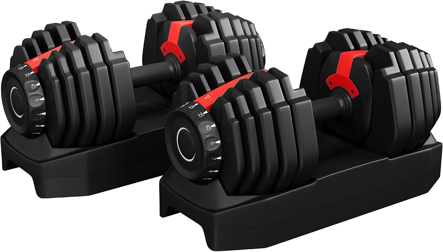 Yaheetech Kit de 1-2pcs Mancuerna Ajustable 5-15 Niveles Rápido 2-25kg Seguridad de Doble Bloqueo, Agarre Antideslizante, Ahorro de Espacio Para Gimnasio en Casa