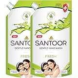 Santoor Fresh Gentle Hand Wash with Natural Goodness of Sweet Lime Peel & Tulsi| Rich Lathering Formula With Anti-Bacterial P