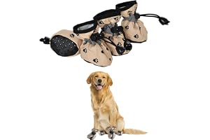 4 PCS Dog Shoes for Small Dogs, Waterproof Dog Shoes with Non-Slip Soles, Reflective Strips for Night Safety, Ideal for Rainy and Hot Weather, Size 5.5 * 4.5cm