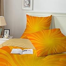 Homemissing Bettwäsche Set Orange-Schwarz Gestreift - Geometrisch Design Für Kinderzimmer