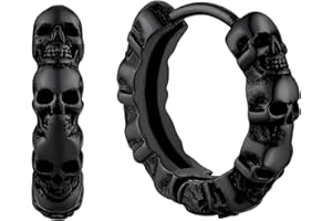 Chainshouse Orecchini Teschio Gotico, Orecchino Scheletro Punk In Acciaio Inossidabile Per Uomo Donna, Regali Gioielli Di Halloween