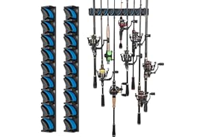 PLUSINNO Vertikaler Angelrutenhalter, Wandmontage, Angelrutenhalter für bis zu 18 Ruten oder Kombinationen, passend für die meisten Ruten mit einem Durchmesser von 3-19 mm