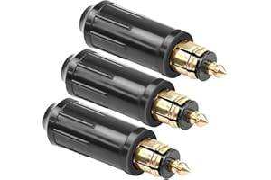 CERRXIAN 3PSC DIN Hella Macho Enchufes Europeos 12V, Reemplazo del Adaptador de Encendedor de Cigarrillos DIN Compatible, Enchufe de reparación Hella de Bricolaje con Motocicletas