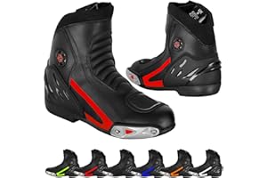 VASTER Leather Men's Motorcycle Boots Racing Shoes Motorbike Short Ankle Waterproof Shoes Maximum Protection with steel slider For riders