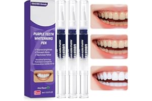 LURELUXE Pack of 3 Teeth Whitening Pens, Teeth Whitening Pen, Purple Teeth Whitening Pen, Effectively Removes Discolouration, For Radiant White Teeth, Easy to Use with Precise Brush