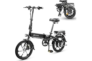 DYU Vélo Électrique Pliant,16 Pouces ,Smart E-Bike avec 3 Modes de Conduite, Pédalage Assisté, Hauteur Réglable, Portable Compact, Adulte Unisexe - A1F