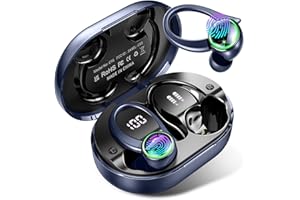 KUIZIL Cuffie Bluetooth Sport, Auricolari Bluetooth 5.3 HiFi Stereo Cuffie Wireless HD Mic Chiamata Cancellazione Rumore 50Ore con Display LED, Blu Marino