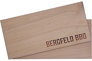BERGFELD BBQ BBQ & GRILL ACCESSOIRES Bergfeld BBQ – 2 Stück XL Kirschholzbrett zum Grillen – Räucherbretter aus 100% natürlichem US Kirschbaum Holz – robust und wiederverwendbar – für besonderes Grill- und BBQ-Aroma