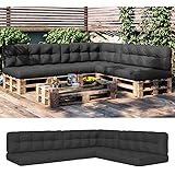 Vicco Palettenkissen Sitzkissen + Rückenkissen + Seitenkissen 15cm hoch Palettenmöbel (7er Set, Anthrazit)