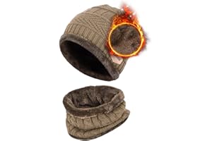 Aisprts Wintermütze Beanie Schal Set Thermische Strickmütze Wintermütze und Loop Schal mit Fleece Futter für Herren und Damen, Unisex Winter Warme Set