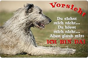 NANYUK +++ Irischer WOLFHUND Irish Wolfshund - Metall WARNSCHILD Schild Hundeschild Sign - IRW 04 T2
