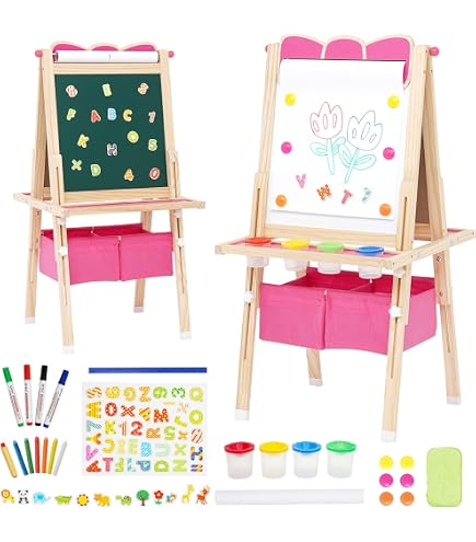 Tableau Enfant Double Face Lifezeal - Blanc Et Noir, Chevalet 3 En 1 Avec étagères Et Rangement, Pour Dessin Et Peinture