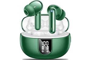 AOVOCE Bluetooth Kopfhörer,Kopfhörer Kabellos Bluetooth 5.3 Sport In-Ear Kopfhörer mit 4X ENC Mikrofonen bass-Stereo & 42h Spielzeit IPX7 wasserdicht kopfhörer LED-Akku-Anzeige,Grün