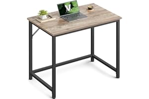 VASAGLE Escritorio, Mesa Oficina Pequeña y Estación Trabajo, Mesa para Teletrabajo, Estudio, Dormitorio, 50 x 80 x 76 cm, Estilo Industrial, Estructura Metal, Greige Brezo y Negro Tinta LWD038B02