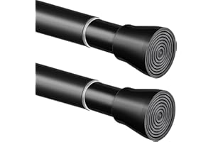 VENWEMONG Barra extensible barra ducha extensible barra cortinas para cortina de ducha o marco de puerta, Largo 90-160 cm, negro (2 Piezas)