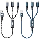 Multi Charging Cable [2Pack 0.5M] 3 in 1 Multi USB Charger Cable USB Nylon | USB Cable with Micro USB Type C Lightning Fast C