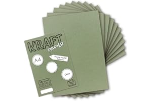 ‎NEUSER PAPIER 50x Vintage Kraftpapier in Grün - DIN A4 21 x 29,7 cm - 210 x 297 mm - 240 g/m² natur-grünes Recycling-Papier, ökologisch Bastel-Karton Einzel-Karte - UmWelt by GUSTAV NEUSER