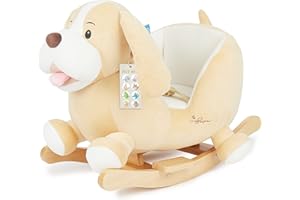 BIECO Cane a Dondolo Animale Peluche 'Sam' | Sedia a Dondolo per Bambini Con Cintura di Sicurezza | per Neonati | Animali da Camera