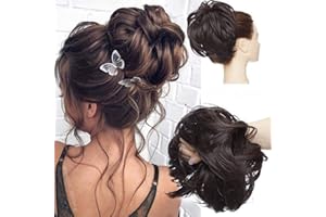 S-NOILITE XXL Hair Extensions Ponytail Coda di cavallo arricciata con coda di cavallo disordinata Updo con elastico elastico Updo Scrunchies sintetico per capelli per donna Marrone scuro